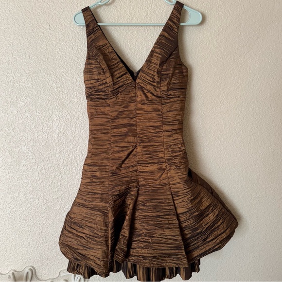 Jessica McClintock Dresses & Skirts - Vintage Jessica McClintock Dress Metallic Bronze Tiered Size 6